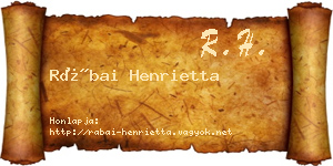 Rábai Henrietta névjegykártya